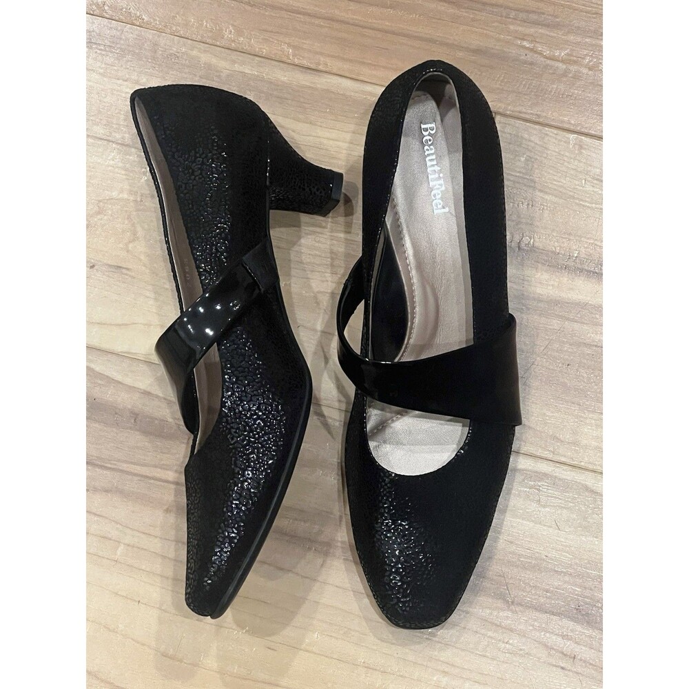 BeautiFeel Victoria Black Luminous Suede Mary Jane Pump Sz 41 / 10US New - Party